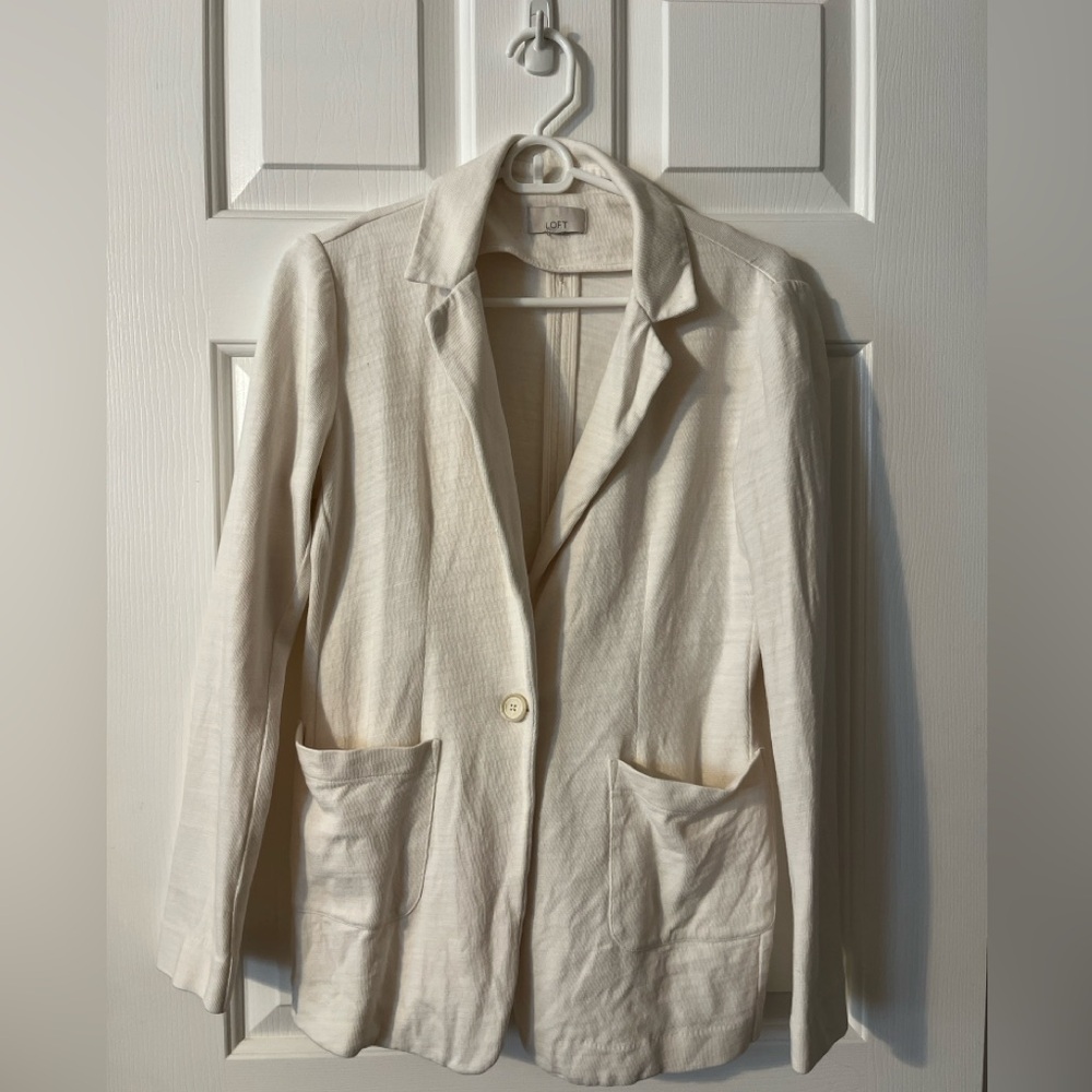 LOFT Cream Blazer with Front Pockets